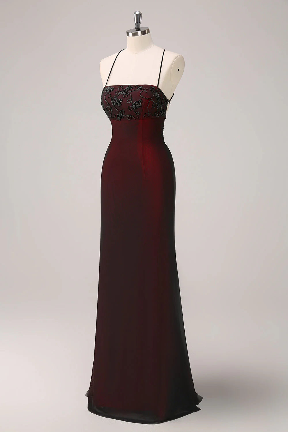 Robe Weitese noire rouge à bretelles spaghetti, dos nu, style sirène, robe de demoiselle d'honneur avec perles
